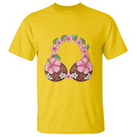 Hibiscus Flower Coconut Bra T Shirt Tropical Summer Graphic