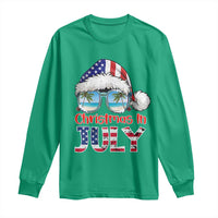 Christmas In July Long Sleeve Shirt Patriotic USA Sunglasses Graphic