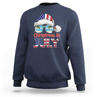 Christmas In July Sweatshirt Patriotic USA Sunglasses Graphic