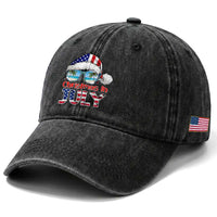 Christmas In July Washed Cotton Baseball Cap Patriotic USA Sunglasses Graphic
