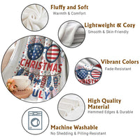 Patriotic USA Sunglasses Christmas In July Graphic Throw Blanket