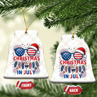 Patriotic USA Sunglasses Christmas In July Graphic Ceramic Ornament