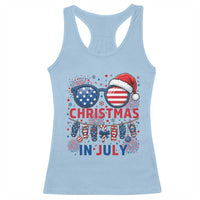 Patriotic USA Sunglasses Christmas In July Graphic Racerback Tank Top