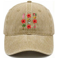 Christmas In July Washed Cotton Baseball Cap Tropical Summer Beach Party Graphic