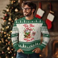 Funny Santa Christmas In July Graphic Ugly Christmas Sweater Tis The Sea Sun
