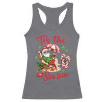 Funny Santa Christmas In July Graphic Racerback Tank Top Tis The Sea Sun