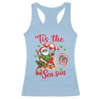 Funny Santa Christmas In July Graphic Racerback Tank Top Tis The Sea Sun