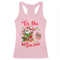 Funny Santa Christmas In July Graphic Racerback Tank Top Tis The Sea Sun