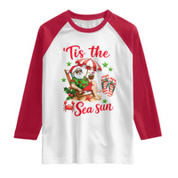 Funny Santa Christmas In July Graphic Raglan Shirt Tis The Sea Sun