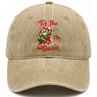Funny Santa Christmas In July Graphic Washed Cotton Baseball Cap Tis The Sea Sun