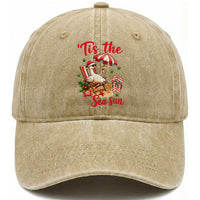 Funny Christmas In July Goose Washed Cotton Baseball Cap Tropical Summer Beach Party
