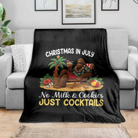Funny Christmas In July Bigfoot Throw Blanket No Milk And Cookies Just Cocktails