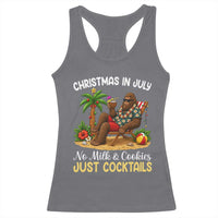 Funny Christmas In July Bigfoot Racerback Tank Top No Milk And Cookies Just Cocktails