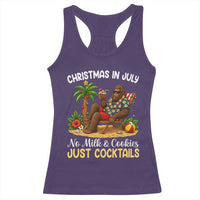 Funny Christmas In July Bigfoot Racerback Tank Top No Milk And Cookies Just Cocktails