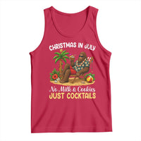 Funny Christmas In July Bigfoot Tank Top No Milk And Cookies Just Cocktails
