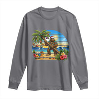 Funny Christmas In July Bigfoot Long Sleeve Shirt Tropical Vacation Graphic