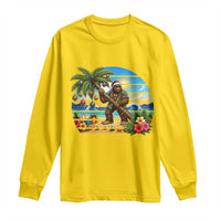 Funny Christmas In July Bigfoot Long Sleeve Shirt Tropical Vacation Graphic
