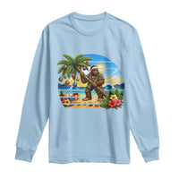 Funny Christmas In July Bigfoot Long Sleeve Shirt Tropical Vacation Graphic