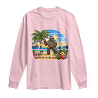Funny Christmas In July Bigfoot Long Sleeve Shirt Tropical Vacation Graphic