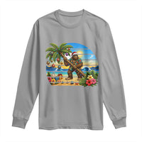 Funny Christmas In July Bigfoot Long Sleeve Shirt Tropical Vacation Graphic