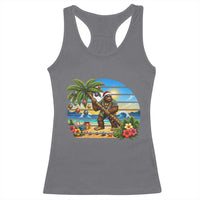 Funny Christmas In July Bigfoot Racerback Tank Top Tropical Vacation Graphic