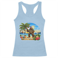 Funny Christmas In July Bigfoot Racerback Tank Top Tropical Vacation Graphic