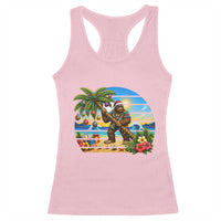 Funny Christmas In July Bigfoot Racerback Tank Top Tropical Vacation Graphic