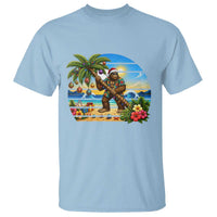 Funny Christmas In July Bigfoot T Shirt Tropical Vacation Graphic