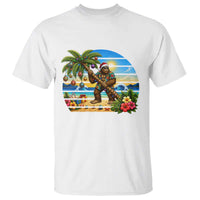 Funny Christmas In July Bigfoot T Shirt Tropical Vacation Graphic