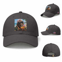 Funny Hawaiian Bigfoot Baseball Cap Tropical Beach Party Graphic