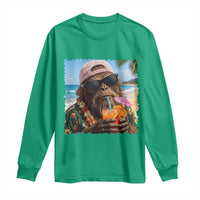 Funny Hawaiian Bigfoot Long Sleeve Shirt Tropical Beach Party Graphic