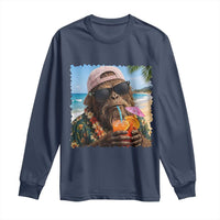 Funny Hawaiian Bigfoot Long Sleeve Shirt Tropical Beach Party Graphic