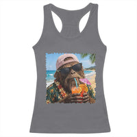 Funny Hawaiian Bigfoot Racerback Tank Top Tropical Beach Party Graphic