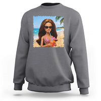 Funny Summer Doll Face Meme Sweatshirt Tropical Beach Party Graphic