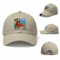 Christmas In July Tropical Doll Face Meme Baseball Cap Summer Vacation Graphic