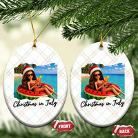 Christmas In July Tropical Doll Face Meme Ceramic Ornament Summer Vacation Graphic