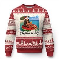 Christmas In July Tropical Doll Face Meme Ugly Christmas Sweater Summer Vacation Graphic