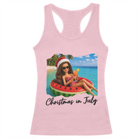 Christmas In July Tropical Doll Face Meme Racerback Tank Top Summer Vacation Graphic