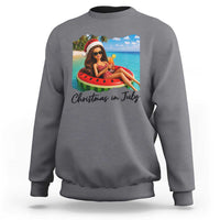 Christmas In July Tropical Doll Face Meme Sweatshirt Summer Vacation Graphic