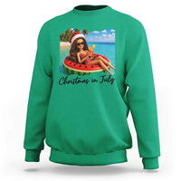 Christmas In July Tropical Doll Face Meme Sweatshirt Summer Vacation Graphic