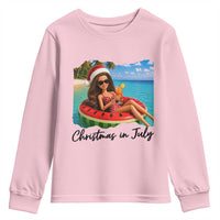Christmas In July Tropical Doll Face Meme Youth Sweatshirt Summer Vacation Graphic
