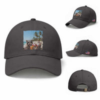 Christmas In July Raccoon And Santa Baseball Cap Tropical Summer Vacation Graphic