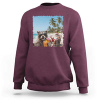 Christmas In July Raccoon And Santa Sweatshirt Tropical Summer Vacation Graphic