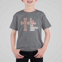 Religious Endometrial Cancer Awareness T Shirt For Kid My God Is Stronger Than Cancer