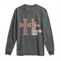 Religious Endometrial Cancer Awareness Long Sleeve Shirt My God Is Stronger Than Cancer
