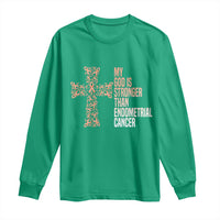 Religious Endometrial Cancer Awareness Long Sleeve Shirt My God Is Stronger Than Cancer