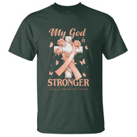 My God Is Stronger Than Endometrial Cancer T Shirt Christian Peach Ribbon