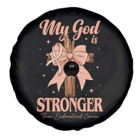 Endometrial Cancer Faith Peach Ribbon Spare Tire Cover My God Is Stronger Than Endometrial Cancer