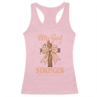 Endometrial Cancer Faith Peach Ribbon Racerback Tank Top My God Is Stronger Than Endometrial Cancer