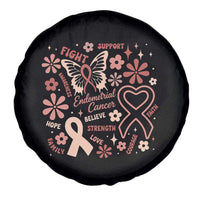 Floral Butterfly Endometrial Cancer Awareness Spare Tire Cover Believe Strength Faith